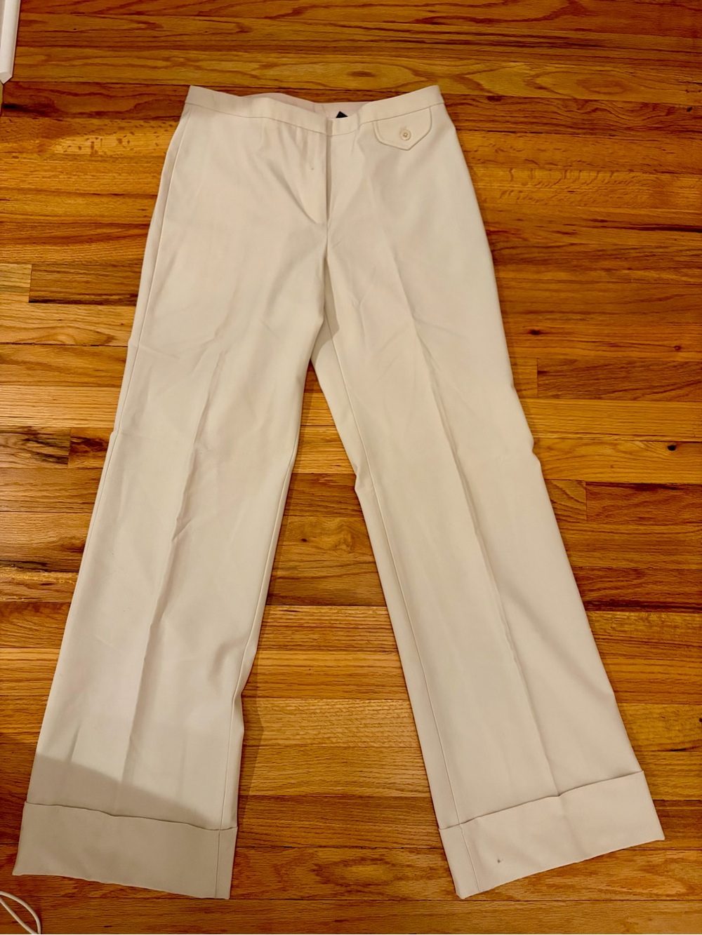 Express Cream Wide Leg Dress Pants 7/8R Cuffed Hem Career Trousers